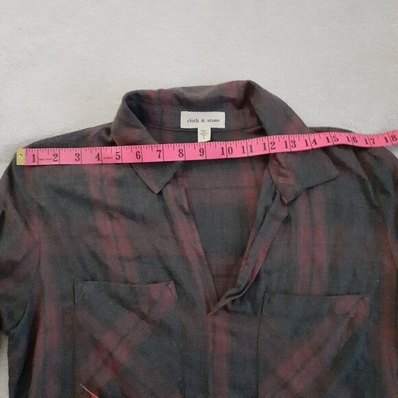 Anthropologie Cloth & Stone Women's Size S Gray Plaid Long Sleeve Shirt Dress - Picture 10 of 14